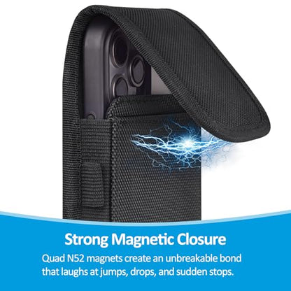 Cell Phone Holster with Card Holder Pouch Belt Clip Men for iPhone 17 Pro Max Samsung Galaxy S25 S24 S23 S22 S21 S20 Ultra A16 A15 A14 A13 A55, XL-Black - color: Black, size: XL