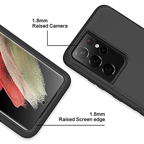 MXX Case Compatible with Galaxy S21 Ultra Case, 3-Layer Super Full Heavy Duty Body Bumper Cover/Shock Protection/Dust Proof, Designed for Samsung Galaxy S21 Ultra 5G 6.8 Inch 2021 (Black) - color: Black