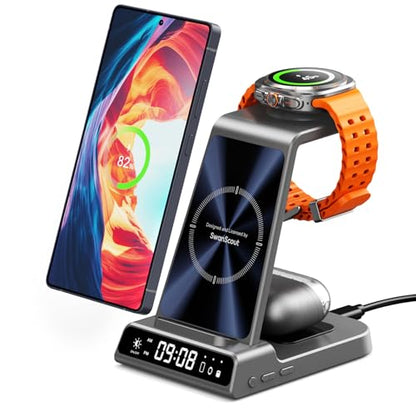 3 in 1 Wireless Charger for Samsung Galaxy S26 Ultra, Galaxy Watch 8, Buds - color: Tech Grey