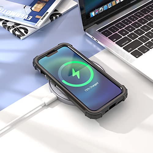 IDweel for iPhone 15 Case with Tempered Glass Screen Protector, 3 in 1 Shockproof Slim Hybrid Heavy Duty Hard PC Cover Soft Silicone Bumper Full Body Case,Black - color: Black