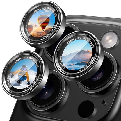 CACOE Camera Lens Protector for iPhone 14/15/16/17 Pro/Pro Max Cover - color: Black