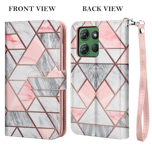 for Motorola Moto G Power 5G 2025 Case, for Moto G Power 2025 Wallet Case, PU Leather Credit Card Holder [9 Card Slots] Folio Flip Detachable Magnetic Cover Kickstand & Lanyard, Marble - color: Marble