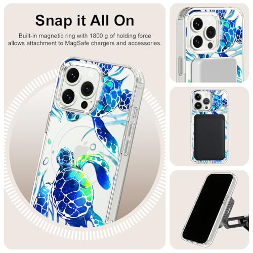 MOSNOVO Case for iPhone 13 Pro, [Compatible with Magsafe] [Buffertech 6.6ft Military-Grade Drop Protection] [Anti Peel Off Tech] Clear Phone Case Design - Sea Turtles - color: Sea Turtles, size: iPhone 13 Pro