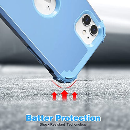IDweel for iPhone 11 Case with Screen Protector(Tempered Glass), Hybrid 3 in 1 Shockproof Slim Fit Heavy Duty Protection Hard PC Cover Soft Silicone Bumper Full Body Case,Peace Blue/Peace Blue - color: Peace Blue/Peace Blue