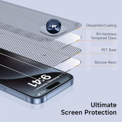 5-Pack HD Clear Tempered Glass Screen Protector, 9H Hardness Anti-Fingerprint 2.5D Curved Edge High Transmittance Middle Aluminum Glass for iPhone 16 Pro Max (16 Pro/17)