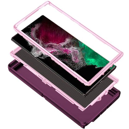 for Galaxy Note 20 Ultra Case Heavy Duty Shockproof Dust/Drop Poof 3 Layers Full Bady Protection Rugged Cover Case for Samsung Galaxy Note 20 Ultra,Purple/Pink - color: Purple/Pink