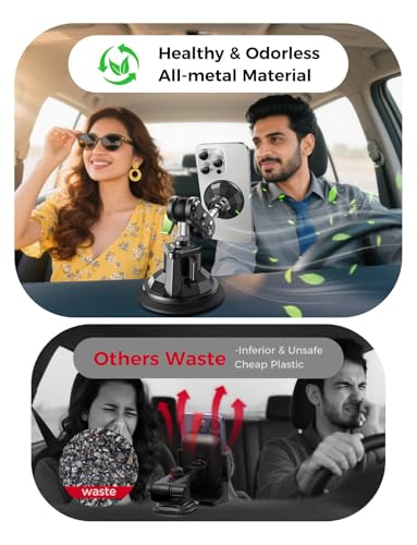 MAGIC JOHN Magnetic Car Phone Holder, Windshield Metal Suction Cup Mount - style: Standard
