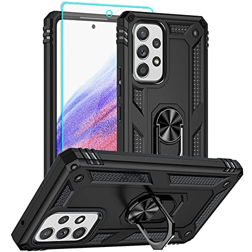 for Samsung A53 5G Case, Galaxy A53 5G Case with HD Screen Protector, [Military Grade 16ft. Drop Tested] Ring Shockproof Protective Phone Case for Samsung Galaxy A53 5G,Black - color: Samsung Galaxy A53 5G Case Black