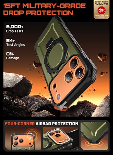 SUPCASE for iPhone 17 Pro Max Case with Built-in Kickstand, Green | Camera Control Cover, Compatible with MagSafe, Anti-Slip Grip, Military-Grade Protection, Rugged Magnetic Phone Case, UB Grip - color: Guldan, size: iPhone 17 Pro Max