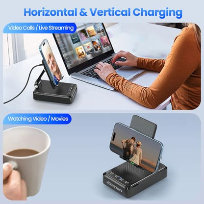 Jteman Cell Phone Stand with Bluetooth Speaker and Wireless Charger - color: Black