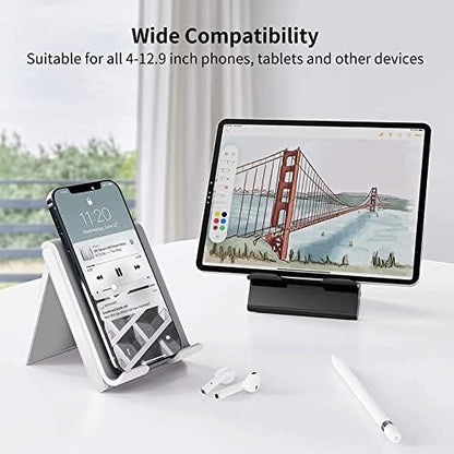 SAIJI Adjustable iPad Stand for Desk Portable Foldable Tablet Stand -Black - color: Black