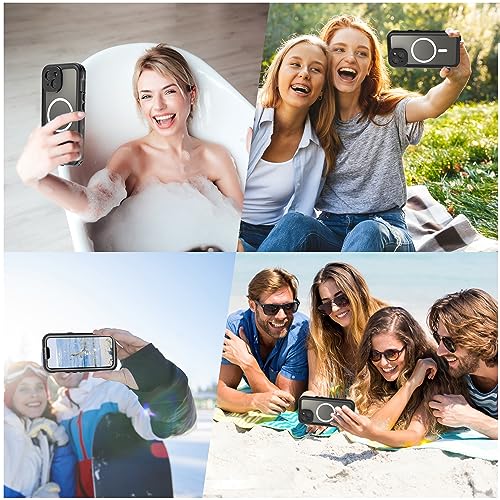 Full Body Case for iPhone 15 Plus 6.7 Inch,Waterproof DirtProof DropProof Snowproof Anti-Scratch Clear Magnetic Rugged Built-in Screen Protector Heavy Protect,Black-Gray - size: iPhone 15 Plus 6.7inch