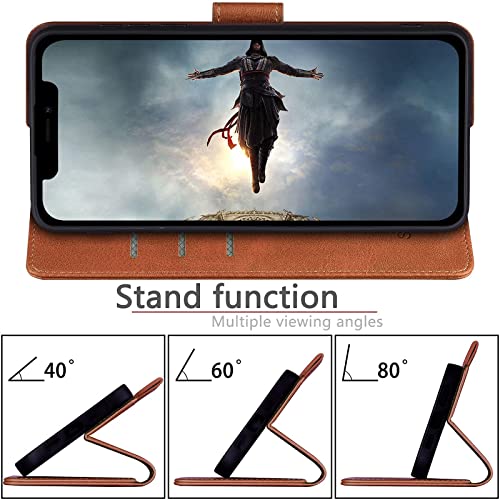 SUANPOT for iPhone 13（NON 13Pro）6.1 inch 5G with RFID Blocking Wallet case Credit Card Holder,Flip Book PU Leather Phone case Shockproof Cover cellphone Women Men for Apple 13 case Wallet Light Brown - color: Light Brown