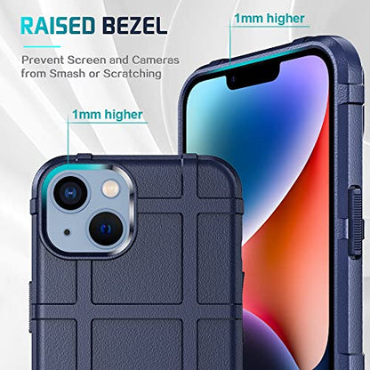 Rugged Shield 8ft Drop Proof TPU Thick Armor Tactical Protective Case Compatible with iPhone 14 (6.1 inches) - Navy Blue - color: Navy Blue, size: iPhone 14
