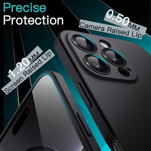 JETech Slim Case for iPhone 16 Pro, Black Titanium | Camera Lens Protection, Soft TPU Design, Matte Finish, Shockproof Protection - color: Black, size: iPhone 16 Pro