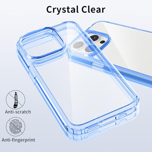 JJGoo Compatiable with iPhone 13 Pro Max Case Clear, Transparent Shockproof Phone Case, Slim Anti-Scratch Hard PC Back Protective Cover Bumper, Dark Blue - color: Transparent Dark Blue