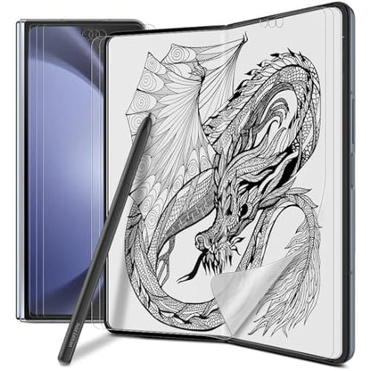 [3+3] for Samsung Galaxy Z Fold 5, Paperfeel Anti-Glare Matte Screen Protector, 3 Pack Inside Paperfeel Film + 3 Pack Front Anti-Glare Matte Film, Anti-Fingerprint, Self-Healing, Bubble Free Easy Installation with Alignment Applicator - size: Galaxy Z Fol