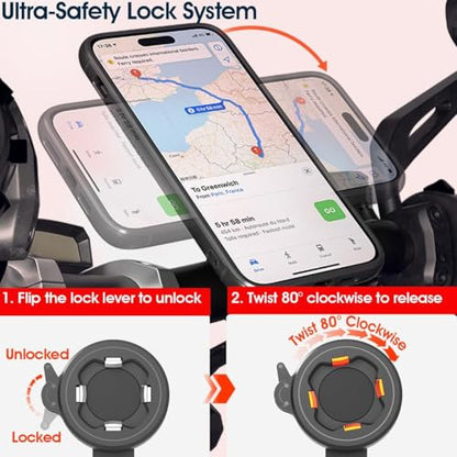 Bike Phone Mount, Universal Stable Bicycle Stem/Handlebar Cell Phone Holder - style: Quad-Clip Stem/Handlebar Mount