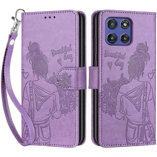 for Motorola Moto G Stylus 5G 2025 Wallet case, Purple-Girl | 3 Card Holders, Kickstand, Shockproof TPU Shell, PU Leather, Magnetic Closure, Protective Flip Folio Cover, Women - color: 2