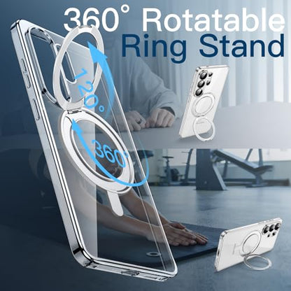 JETech 360° Rotatable Ring Stand Case for Samsung Galaxy S26 Ultra, Clear | Compatible with MagSafe, Clear Back, Stand & Ring Holder, Shockproof Protection - color: Clear, size: Galaxy S26 Ultra