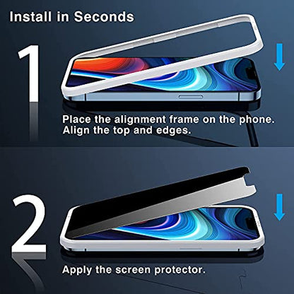 SaharaCase - ZeroDamage Privacy Glass Screen Protector [2-Pack] for Apple iPhone 13 & iPhone 14 6.1” (2022) Anti-Scratch & Anti-Fingerprint Easy Installation Full Coverage Bubble Free 9H Hardness