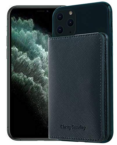 ID Card Holder for Back of Phone Leather Phone Wallet Stick On with Stand Flip Waterproof Leather Adhesive Wallet for Most Cellphones (Green) - color: Green