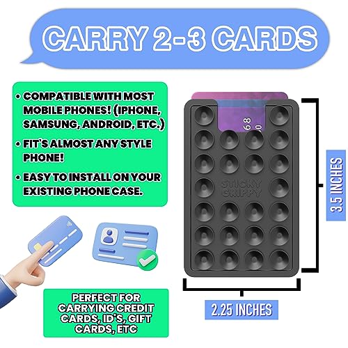 StickyGrippy Suction Card Holder Mount, Phone Wallet, Silicon Adhesive Accessory for iPhone and Android, Hands-Free Mirror Shower Holder, TikTok Videos and Selfies (Pink) SG2 - color: Pink