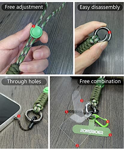 Adjustable Phone Wrist Strap for Women, Woven Bracelet for Keys - color: Jungle Green