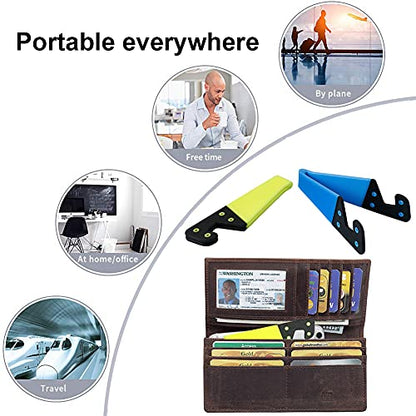 Kemoxan 10 Pack Foldable Small Phone Stand for Desk, Pocket Portable Kickstand, Colourful Cell Phone Travel Mount Compatible with Universal iPhone IPads Android - color: A-10 pack