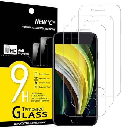 NEW'C 3 Pack Designed for iPhone SE 3/2 (2022/2020 Edition) Screen Protector (4.7 inches), Tempered Glass, Case Friendly Scratch Resistant,Bubble-Free, Ultra Resistant