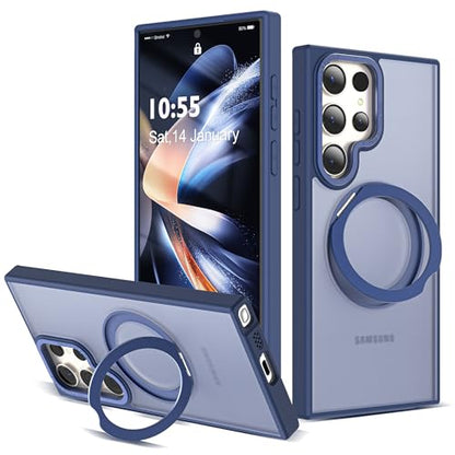 for Samsung Galaxy S22/S23 Ultra Case with Spin Stand,Blue | 360° Spin Magnetic Ring Stand,Compatible with Magsafe,Military Protection Phone Case - color: Blue, size: S22 Ultra & S23 Ultra