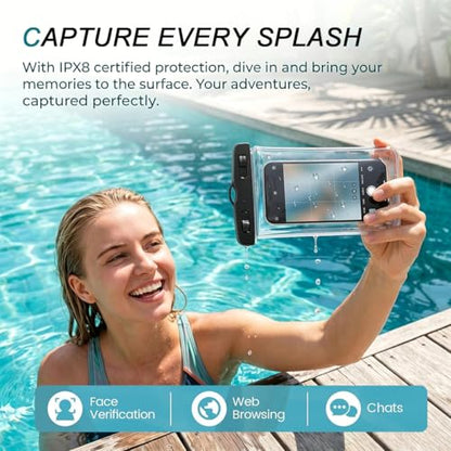 IPX8 Waterproof Phone Pouch[Anti-Pop Lock]Dustproof Outdoor Phone Protector | with Touch Screen Dry Bag Case with Lanyard,Beach &Cruise Essentials Gifts for iPhone 17 16 15 14 Pro Max,Galaxy S26 S25,7.2" - color: Black