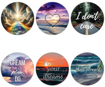 (6 Pack) Cell Phone Grip,Mobile Phone Finger Foldable Holder Stand for Smartphones and Tablets - Ocean Beach Quotes Heart - color: Py009