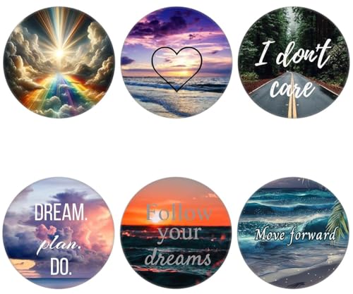(6 Pack) Cell Phone Grip,Mobile Phone Finger Foldable Holder Stand for Smartphones and Tablets - Ocean Beach Quotes Heart - color: Py009