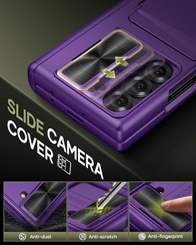 for Samsung Galaxy Z Fold 6 Wallet Case, Camera Cover, Dark Purple - color: Dark Purple
