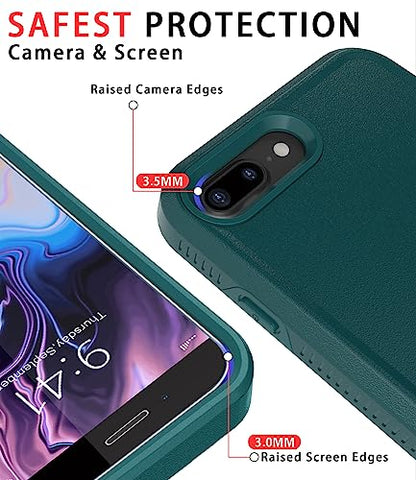 Diverbox for iPhone 8 Plus Case iPhone 7 Plus Case [Tempered Glass Screen Protector] [Shockproof] [Dropproof] Heavy Duty Protection Phone Case Cover for Apple iPhone 8 Plus & 7 Plus (Midnight Green) - color: DarkGreen-2in1