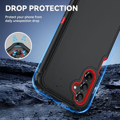 for Samsung Galaxy A16 5G Case : 3-Layer Shockproof Phone Cover with HD Screen Protector,Hybrid Protective Military-Grade Drop Protection for Galaxy A16 5G Phone Case (Black/Red) - color: Black/Red