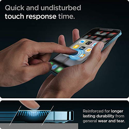 Spigen GlasTR EZ FIT Screen Protector for iPhone 12 Pro Max (6.7 inch) | Tempered glass, including installation kit, crystal clear, scratch-resistant, case-friendly, 9H hardness film - size: iPhone 12 Pro Max