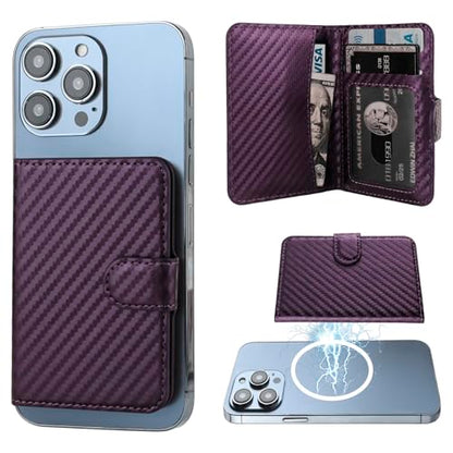 Bocasal for MagSafe Card Wallet for iPhone, Carbon Fiber Purple - color: Carbon Fiber Purple