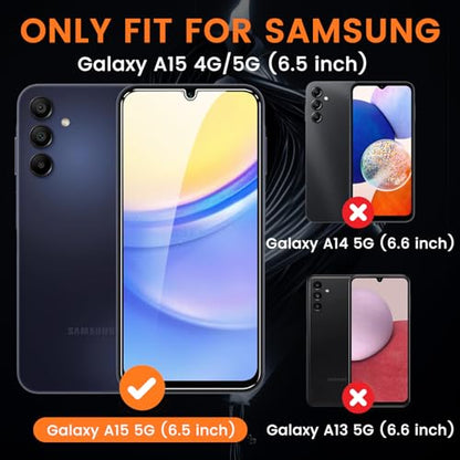 3+3 Pack for Samsung Galaxy A15 5G Privacy Screen Protector with Camera Lens Protector, Anti-Spy Tempered Glass Film, 9H Hardness, Anti-Scratch, Touch Sensitive - size: Samsung Galaxy A15