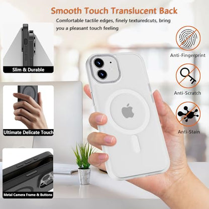 Magnetic iPhone 12/12Pro case,Compatible with Magsafe, Military-Grade Protection,Slim Translucent Matte Shockproof with Anti-Scratch Anti-Fingerprint Phone Cover (Frosted white, iPhone 12/12Pro) - color: Frosted White, size: iPhone 12/12Pro