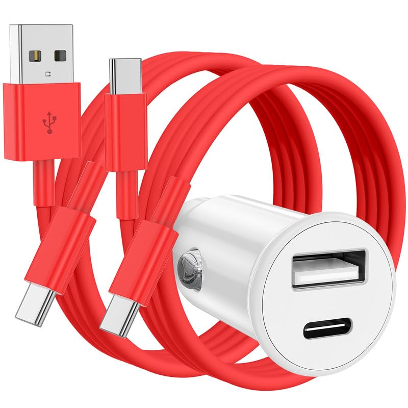 40W USB C Car Charger, Dual Port USB-C & USB-A Car Fast Charging Adapter - color: Red, size: 3ft
