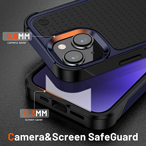 Designed for iPhone 14 Case iPhone 13 Case 2 in 1 Gift Militay Grade Drop Protective Rugged Heavy Duty Cover Shockproof Case for iPhone 14 Phone Case for Women Men boy Girl (Blue+Black) - color: Blue+Black