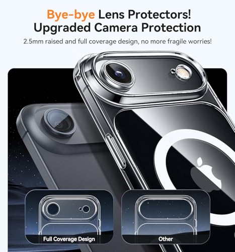 CANSHN Magnetic Compatible with iPhone Air Case(6.5 Inch), Upgraded [Full Camera Protection] [Compatible with Magsafe] Non-Yellowing Shockproof Bumper Phone Cover for iPhone 17 Air Case,Clear - color: Clear, size: iPhone Air (6.9 Inch,1 Lens)