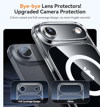 CANSHN Magnetic Compatible with iPhone Air Case(6.5 Inch), Upgraded [Full Camera Protection] [Compatible with Magsafe] Non-Yellowing Shockproof Bumper Phone Cover for iPhone 17 Air Case,Clear - color: Clear, size: iPhone Air (6.9 Inch,1 Lens)