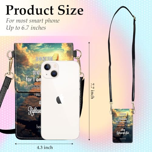 Small Crossbody Bags for Women Touchscreen Cell Phone Bag Cross Body Purses with adjustable Strap,Gifts For Teenage Girls - color: Scripture Isaiah 41:10