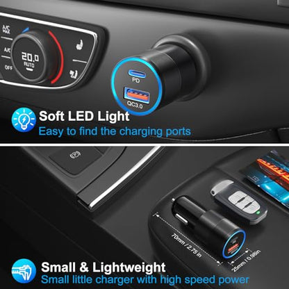 6 Pack USB C Car Charger, Bangfun 38W Dual 12V USB-C & USB-A Car Charger