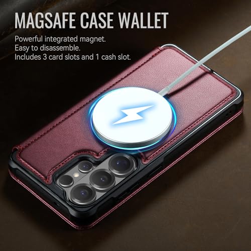 for Samsung Galaxy S26 Ultra - Slim Case Magnetic Wallet, WineRed - color: Wine Red, size: Galaxy S26 Ultra
