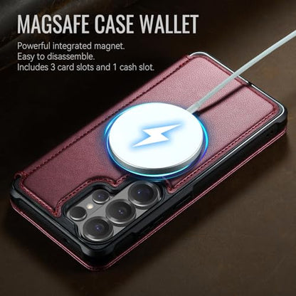 for Samsung Galaxy S26 Ultra - Slim Case Magnetic Wallet, WineRed - color: Wine Red, size: Galaxy S26 Ultra