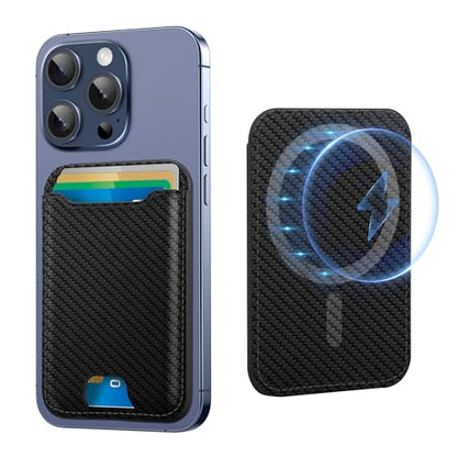 TopMade for Magsafe Wallet, 4 Card Holder, Strongest Magnetic Phone Wallet - color: Carbon Fiber Black